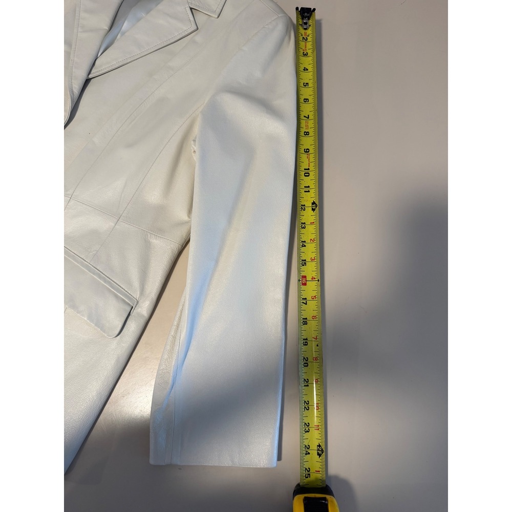 Terry Lewis Classic Luxuries Cream Leather Blazer Jacket Womens 1X Off White - Picture 14 of 16
